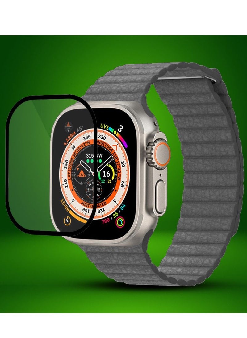CATANES 2 Packs For Apple Watch Band 49mm Leather Loop Band Magnetic Watch Strap Wristband and 3D Screen Protector Grey  - Image 2