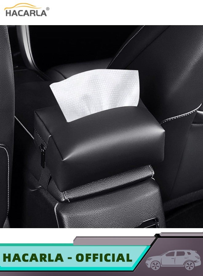HACARLA 1 Pcs Car Tissue Holder Leather Hanging Tissue Box Holder And 1 Pcs Car Sun Visor Organizer Car Truck Visor Storage Pouch Storage Bag and Glasses Holder For Cards Pens and Document - Image 2
