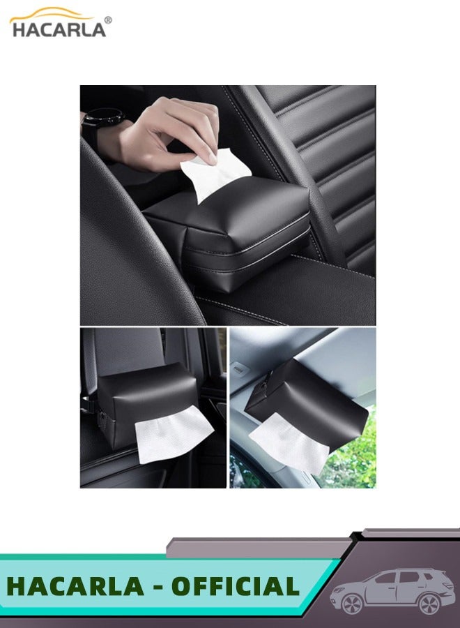 HACARLA 1 Pcs Car Tissue Holder Leather Hanging Tissue Box Holder And 1 Pcs Car Sun Visor Organizer Car Truck Visor Storage Pouch Storage Bag and Glasses Holder For Cards Pens and Document - Image 3