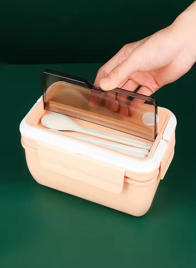 Stavae Leak Proof 2 Compartment Stainless Steel Lunch Boxes with Removable Inner Plate Reusable Microwave Freezer Safe Food Containers for Adults and Kids Tiffin Box for School ((Cream)) - Image 3