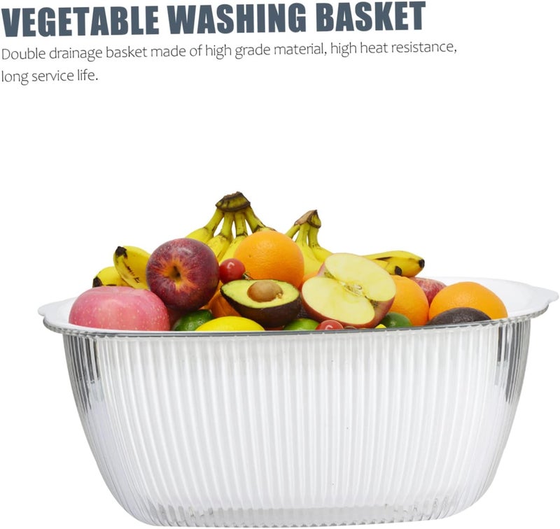 1 Set Double Layer Vegetable Washing Basket Detachable Drain Basket for Kitchen Easy to Clean and Store Fruits and Vegetables Practical Home Accessory - Image 2