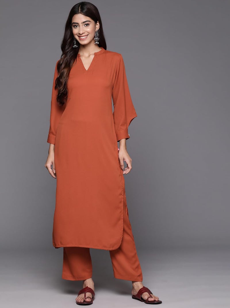 Varanga Women's Silk Blend Solid Regular Kurta Set – Elegant & Comfortable Ethnic Wear for Women, Perfect for Casual & Festive Occasions - Image 2