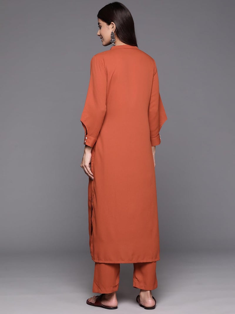 Varanga Women's Silk Blend Solid Regular Kurta Set – Elegant & Comfortable Ethnic Wear for Women, Perfect for Casual & Festive Occasions - Image 4