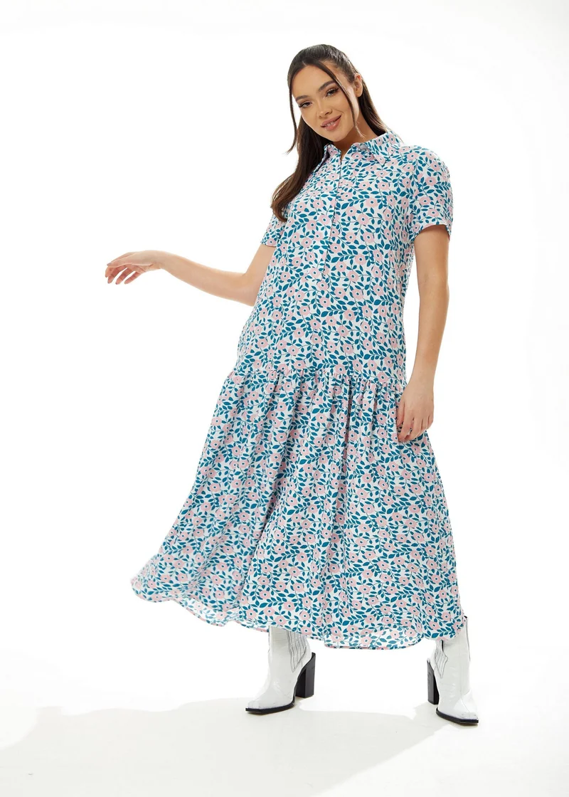 Liquorish Floral Print Oversized Maxi Dress