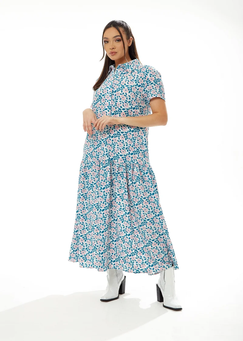 Liquorish Floral Print Oversized Maxi Dress