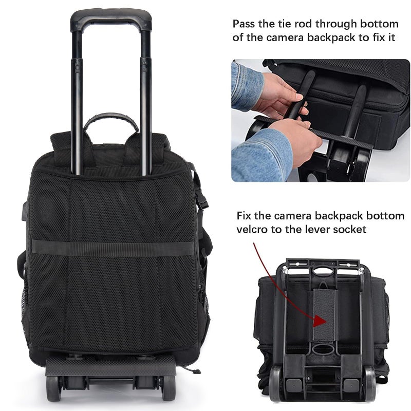 CADeN Camera Backpack Bag Professional for DSLR/SLR Mirrorless Camera Waterproof, Camera Case Compatible for Sony Canon Nikon Camera and Lens Tripod Accessories (Large, 5.0 Black) - Image 5