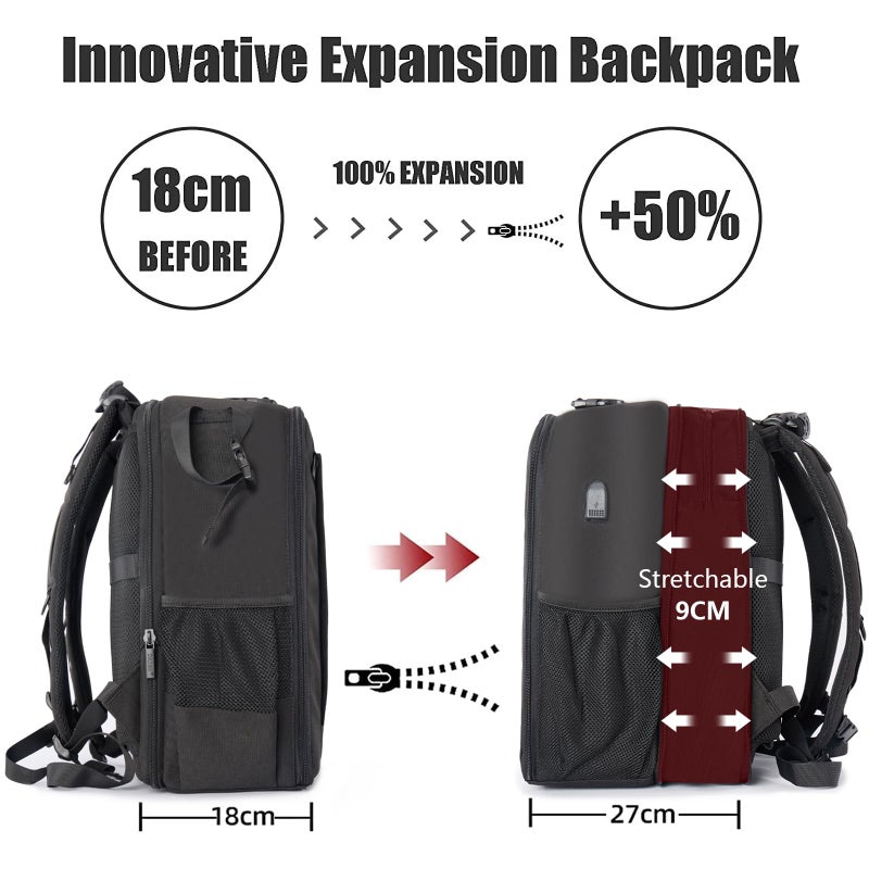CADeN Camera Backpack Bag Professional for DSLR/SLR Mirrorless Camera Waterproof, Camera Case Compatible for Sony Canon Nikon Camera and Lens Tripod Accessories (Large, 5.0 Black) - Image 4