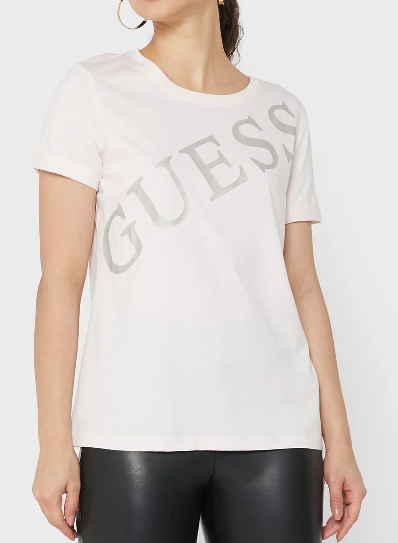 GUESS Roll Sleeve Logo T-Shirt