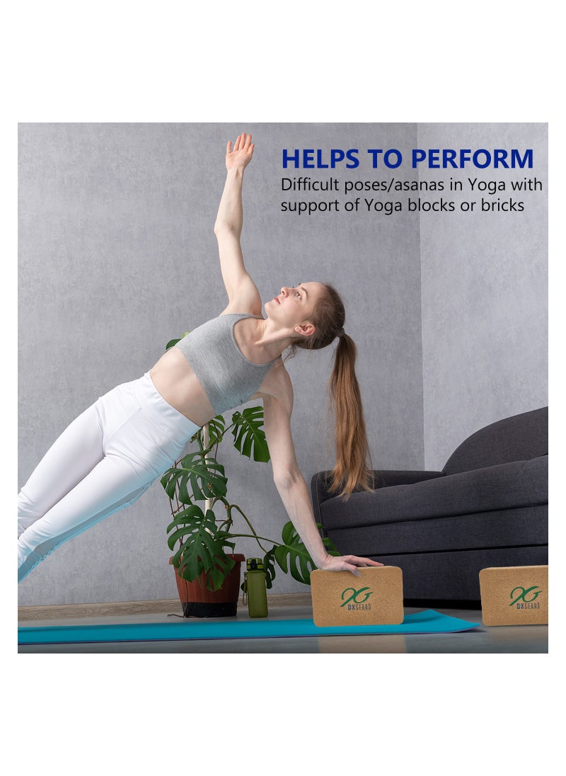 DXGEARS - Cork Yoga Block High Density 9X6X3 Inch To Improve Strength Flexibility And Balance Light Weight And Non Slip Surface For Yoga Pilates And Meditation Pack Of 1 - Image 1