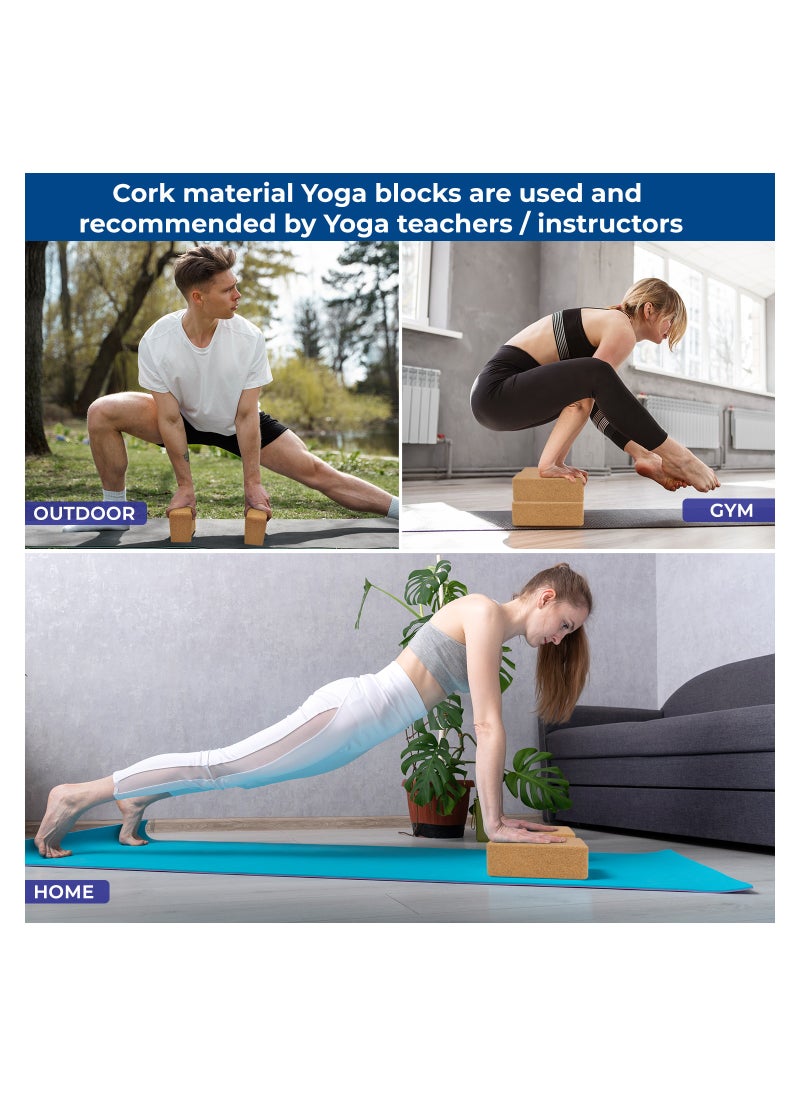 DXGEARS - Cork Yoga Block High Density 9X6X3 Inch To Improve Strength Flexibility And Balance Light Weight And Non Slip Surface For Yoga Pilates And Meditation Pack Of 1 - Image 1