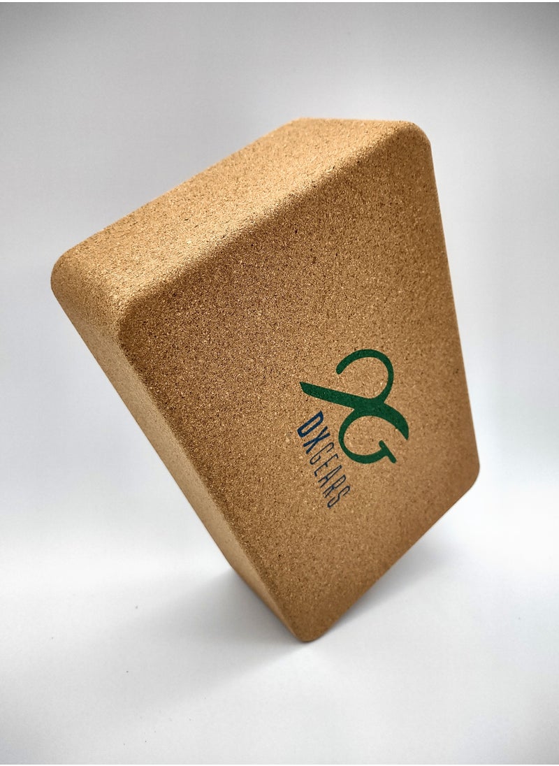 DXGEARS - Cork Yoga Block High Density 9X6X3 Inch To Improve Strength Flexibility And Balance Light Weight And Non Slip Surface For Yoga Pilates And Meditation Pack Of 1 - Image 1