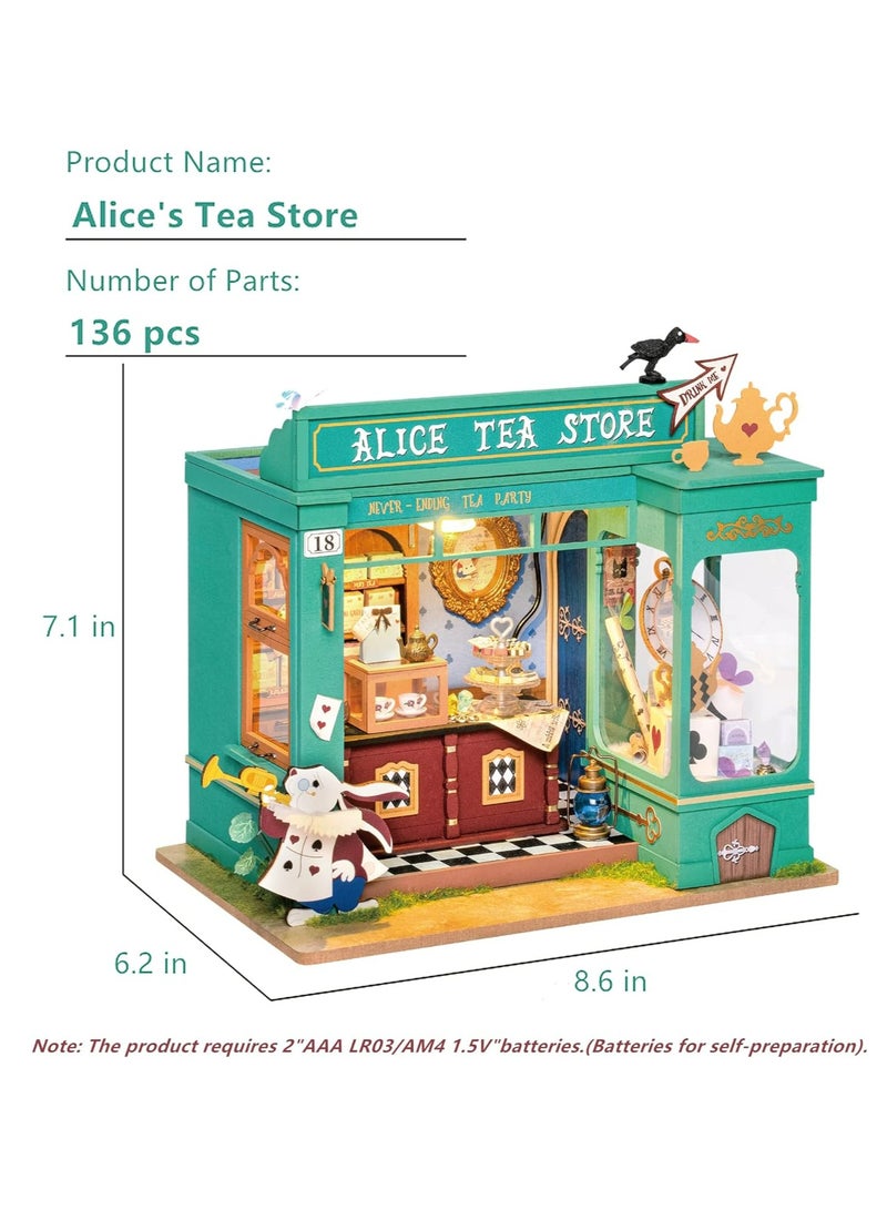 Robotime Rolife Alice's Tea Store DIY Miniature House Kit DG156,DIY 3D Wooden Puzzles for Adults/Teens, Creative Home Decor, Unique Gift for Craft Hobby Adults/Teens - Image 2