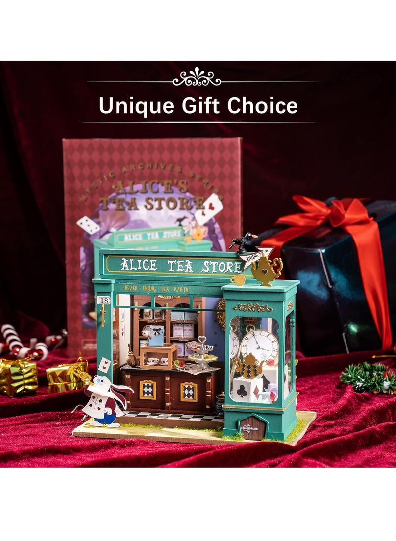 Robotime Rolife Alice's Tea Store DIY Miniature House Kit DG156,DIY 3D Wooden Puzzles for Adults/Teens, Creative Home Decor, Unique Gift for Craft Hobby Adults/Teens - Image 5