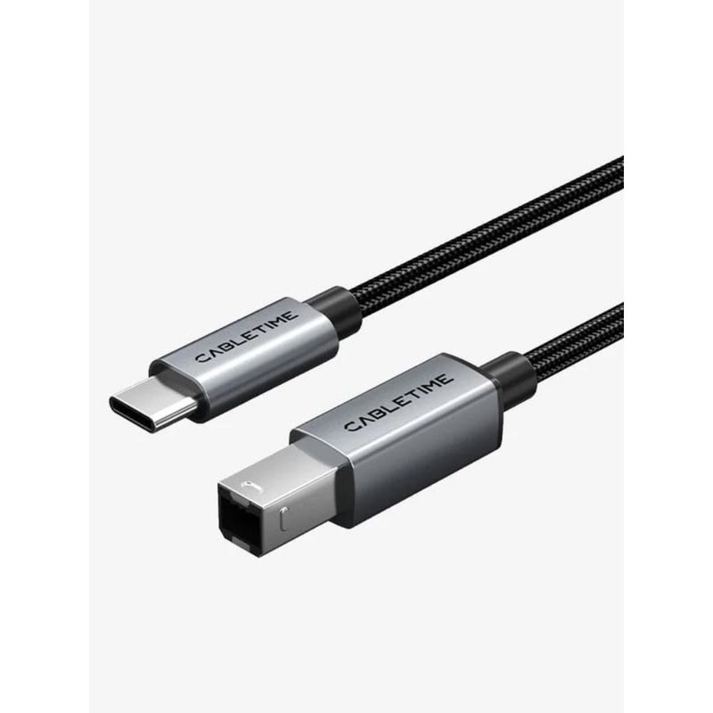 CT-CMBM1-AG2 USB C to B USB 2.0 Printer Cable, Black - Image 1