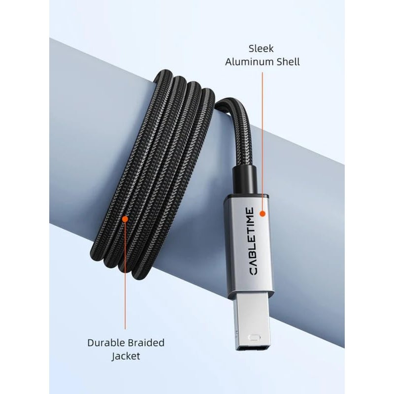 CT-CMBM1-AG2 USB C to B USB 2.0 Printer Cable, Black - Image 5
