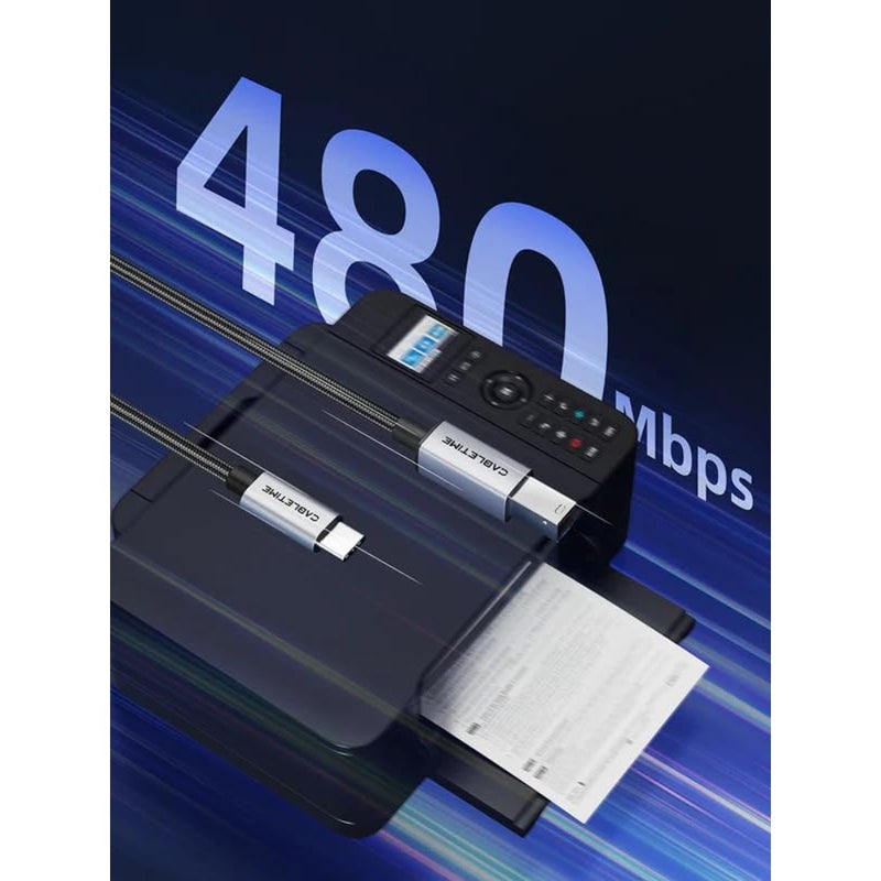 CT-CMBM1-AG2 USB C to B USB 2.0 Printer Cable, Black - Image 3