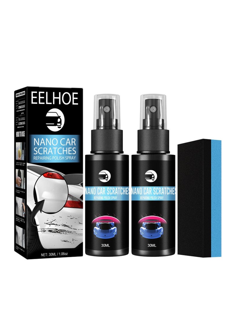 Excefore Car Scratch Repair Spray, 2 Pcs Car Scratch Repair Nano Spray, Protection & Swirl Remover Polish, Auto Scratch Polish with Sponge for All Car Body, Removes Any Scratch and Mark(30ML) - Image 1