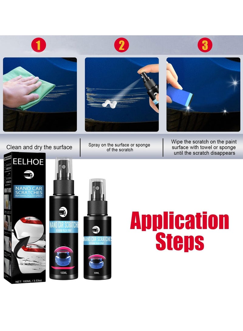 Excefore Car Scratch Repair Spray, 2 Pcs Car Scratch Repair Nano Spray, Protection & Swirl Remover Polish, Auto Scratch Polish with Sponge for All Car Body, Removes Any Scratch and Mark(30ML) - Image 2