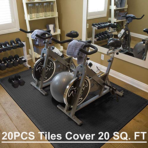 Walsai Exercise Mats Puzzle Foam Mats Gym Flooring Mat Cover 20 SQ.FT Interlocking Foam Mats with EVA Foam Floor Tiles for Home Gym Equipment Workouts (20pcs Black Exercise Mats) - Image 2