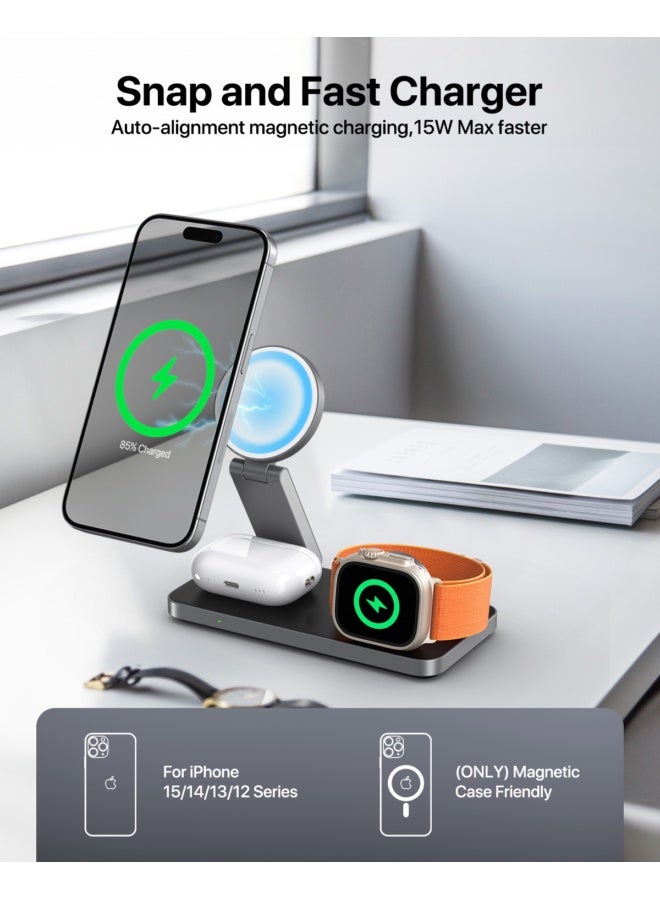 UEQ Multifunctional three-in-one wireless charger is suitable for wireless charging of Apple mobile phones, watches, earphones - Image 2