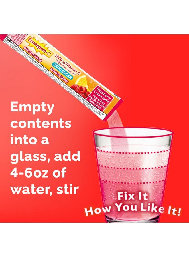 Emergen-C Emergen-C Zero Sugar 1000 mg Vitamin C Powder for Daily Immune Support Caffeine Free Vitamin C Supplements with Zinc and Manganese, B Vitamins and Electrolytes, Raspberry Lemonade Flavor - 36 Count - Image 3