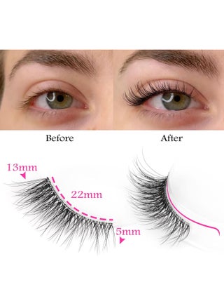 Half Lashes Natural Look Wispy Cat Eye Lashes 13 mm Clear Band Accent Short False Eyelashes that Look Like Extensions 10 Pairs - view 2