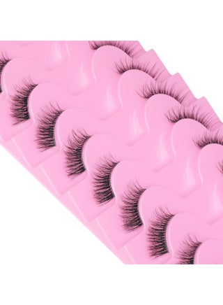 Half Lashes Natural Look Wispy Cat Eye Lashes 13 mm Clear Band Accent Short False Eyelashes that Look Like Extensions 10 Pairs - view 5