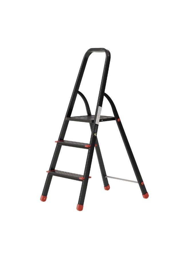 Egardenkart Aluminium Step Ladder for Home - 3 Steps, Black | Anti-Slip Foldable Ladder for Home, Kitchen, Garden, Office | Lightweight, Portable Folding Ladder with Grip (Black) - Image 2