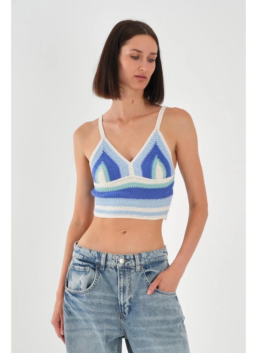 الكسندر جاردي Alexandergardi Knit Detail Patterned Women's Crop Tank Top