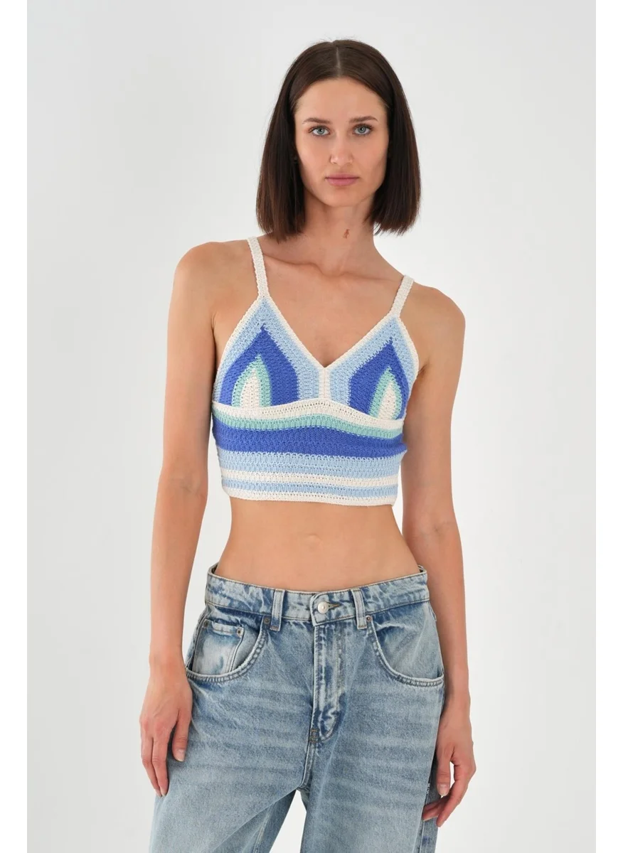 الكسندر جاردي Alexandergardi Knit Detail Patterned Women's Crop Tank Top