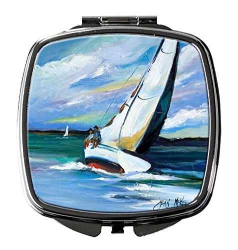Caroline's Treasures JMK1232SCM Two and a Sailboat Compact Mirror Decorative Travel Makeup Mirror for Women Girls Gifts Pocket Makeup Mirror Folding Handheld - Image 1