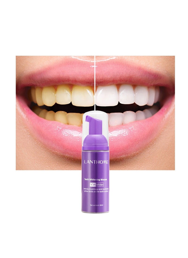 Lanthome 50ml Teeth Whitening Mousse Deep Cleaning Yellow Tones Dental Plaque Fresh Breath  - Image 2