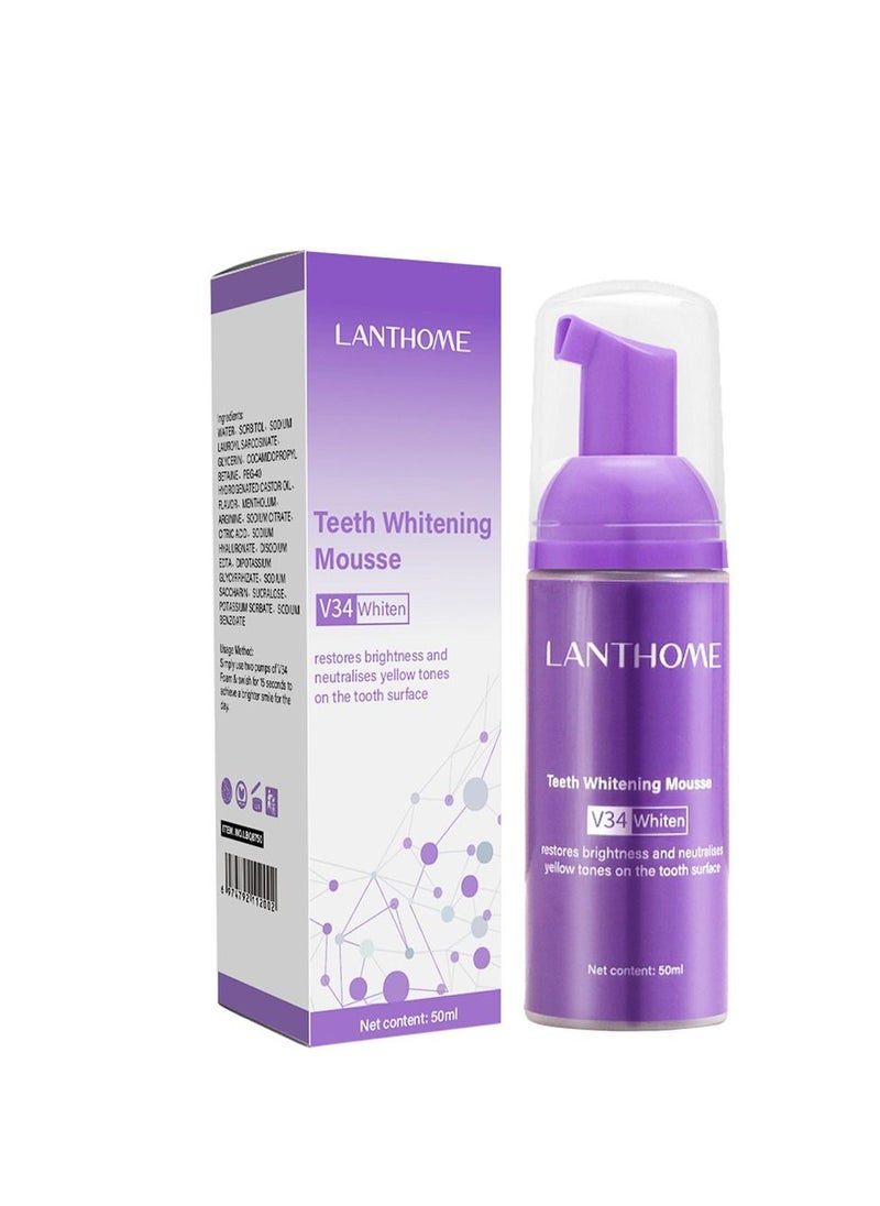 Lanthome 50ml Teeth Whitening Mousse Deep Cleaning Yellow Tones Dental Plaque Fresh Breath  - Image 1
