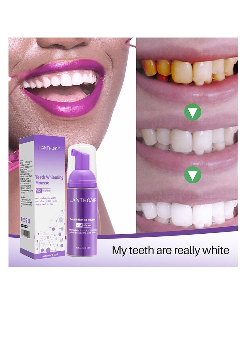 Lanthome 50ml Teeth Whitening Mousse Deep Cleaning Yellow Tones Dental Plaque Fresh Breath  - Image 3