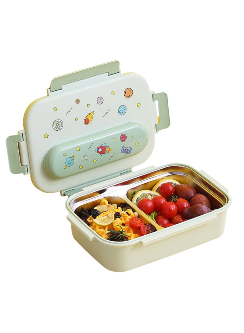 316 Stainless Steel Insulated Lunch Box Student Cute Compartment Lunch Box Office Worker Portable Lunch Box (Two Compartment Lunch Box Light Green)  - Image 1