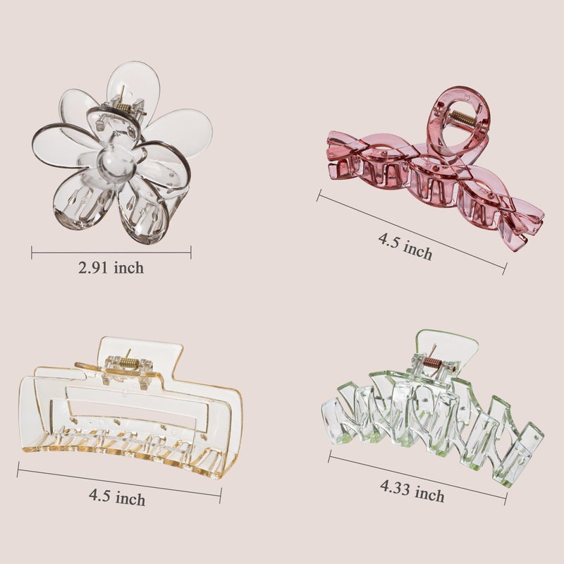 Sunolga 8PCS Hair Clips for Women, Flower Claw Clips for Thick Hair, Non-Slip Hair Accessories with Multi-Styles, Colorful Hair Claw Clips and Variety Pack, Ideal for Girls - Image 2