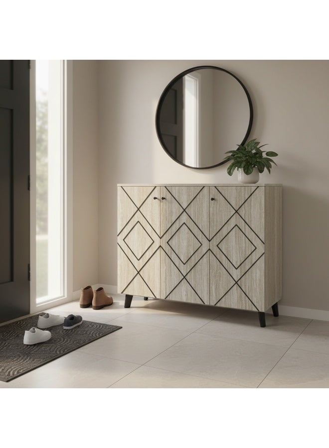 بيتي دولاب أحذية 3 باب خشب 4 ادوار - بيج - Image 1