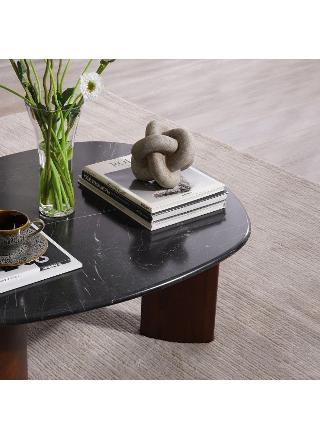 Pan Home - Acadian Coffee Table Marble - Black And Brown - Image 1
