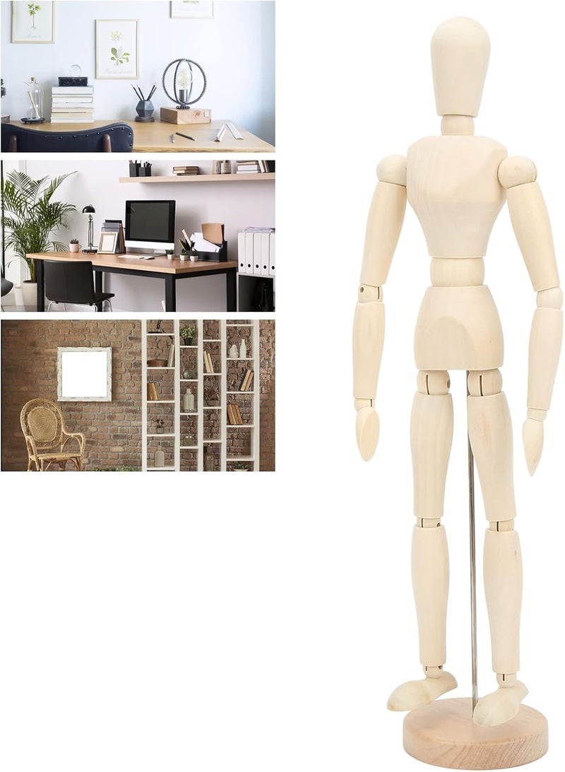 16in Wooden Mannequin, Mini Flexible Rotating Sketch Drawing Figure Model, Articulated Wooden Figures for Artists and Kids, Lotus with 14 Joints for Home Decor and Anima - Image 4