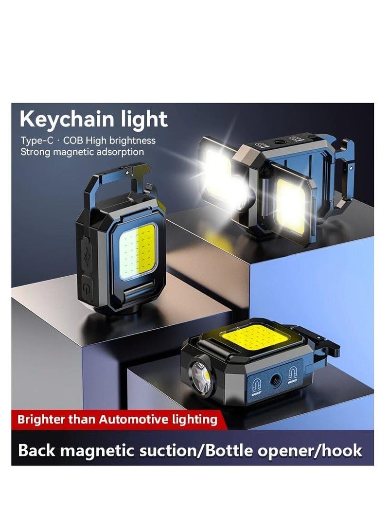 2 Pack Rechargeable Keychain Flashlight, 800 Lumens Compact and Portable Mini COB Work Lights, Tiny LED Keyring Lights with Built-in Battery Ideal for Outdoor, Emergencies and Everyday Carry - Image 3