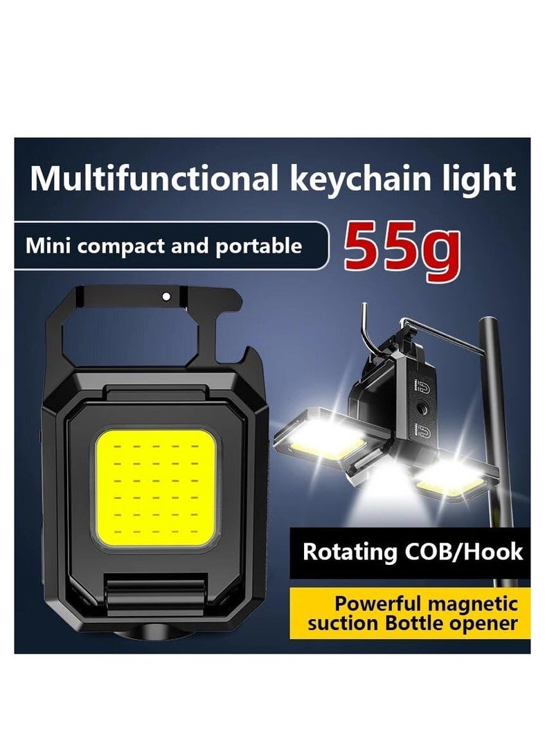 2 Pack Rechargeable Keychain Flashlight, 800 Lumens Compact and Portable Mini COB Work Lights, Tiny LED Keyring Lights with Built-in Battery Ideal for Outdoor, Emergencies and Everyday Carry - Image 2