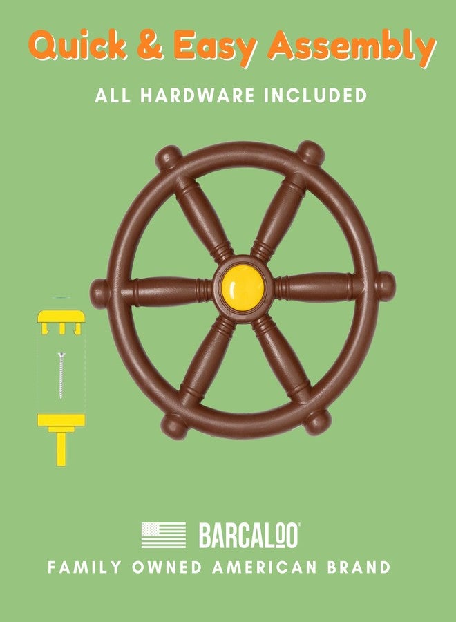 Barcaloo Kids Playground Pirate Ship Wheel - Brown, Jungle Gym Steering Wheel Swing Set Accessories, Attachment for Backyard Treehouse, Jungle Gym or Swing Set - Image 5