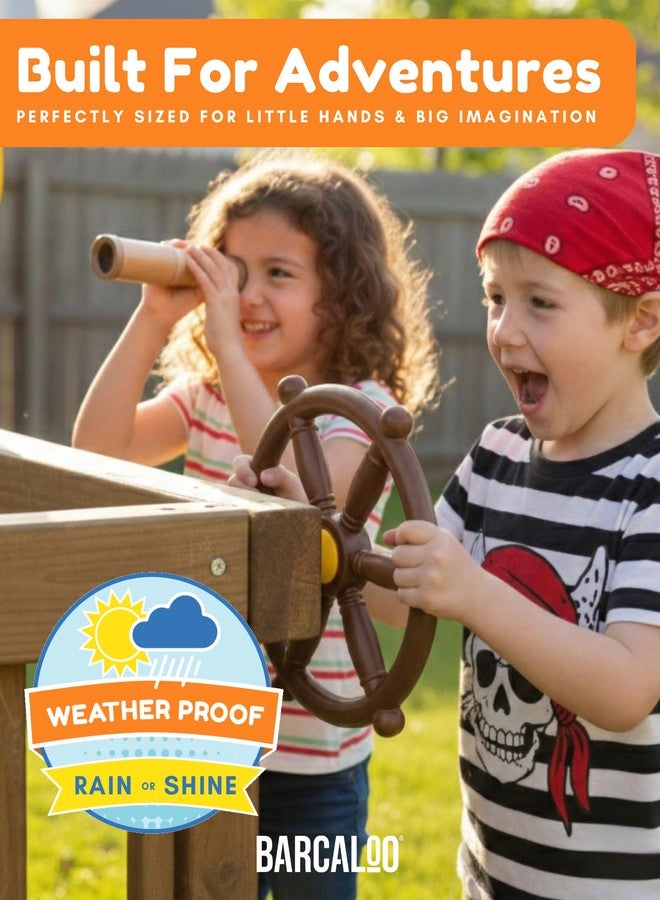 Barcaloo Kids Playground Pirate Ship Wheel - Brown, Jungle Gym Steering Wheel Swing Set Accessories, Attachment for Backyard Treehouse, Jungle Gym or Swing Set - Image 3