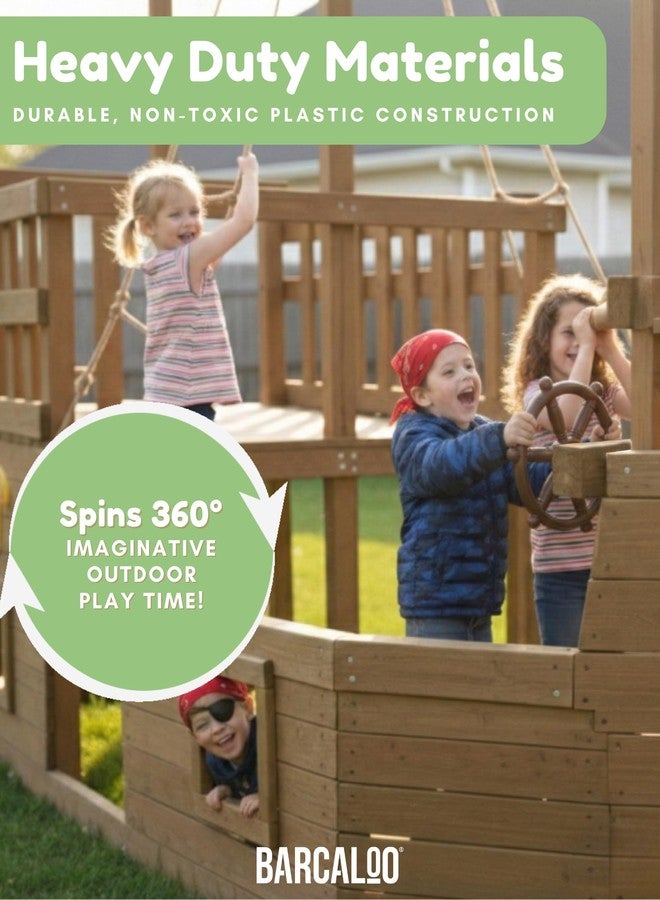 Barcaloo Kids Playground Pirate Ship Wheel - Brown, Jungle Gym Steering Wheel Swing Set Accessories, Attachment for Backyard Treehouse, Jungle Gym or Swing Set - Image 4