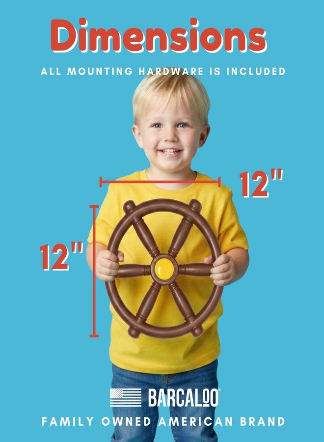 Barcaloo Kids Playground Pirate Ship Wheel - Brown, Jungle Gym Steering Wheel Swing Set Accessories, Attachment for Backyard Treehouse, Jungle Gym or Swing Set - Image 2