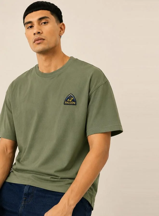 تايك تو Green Falcon Logo Graphic Print Relaxed Fit T-Shirt By Falcon