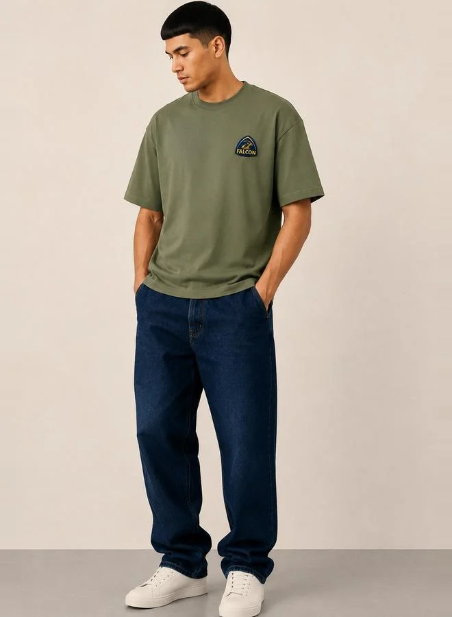 تايك تو Green Falcon Logo Graphic Print Relaxed Fit T-Shirt By Falcon