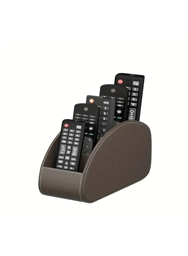 Black Faux Leather Remote Control Holder with 5 Compartments - Image 1