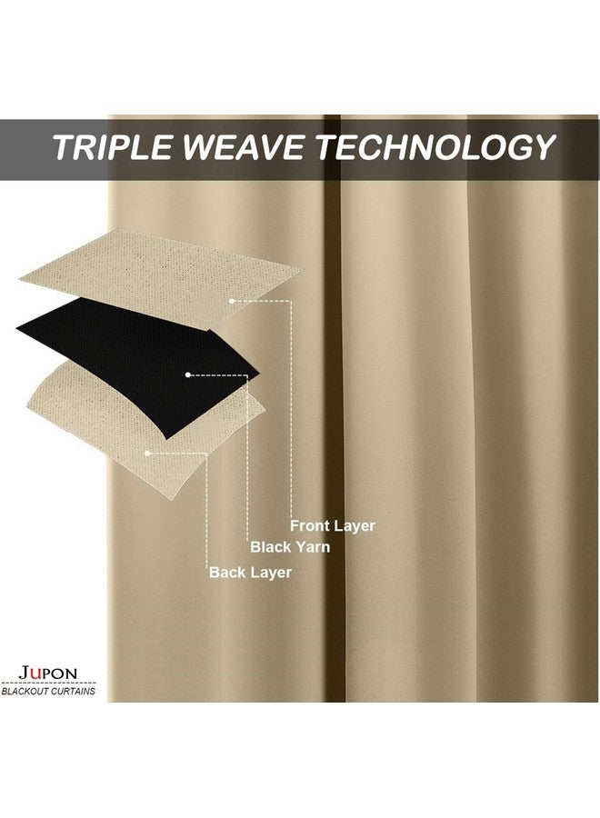 JUPON Silk 80% Room Darkening Curtain Pack Of 1 Piece With 3 Layers Weaving Technology & Solid Grommet Curtains Pattern (Xl Long Door - 44" X 108") Off-White - Image 4