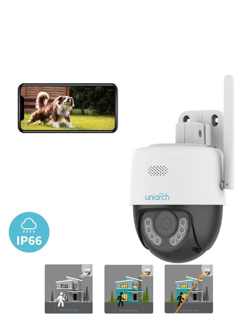 UNIARCH 3MP Pan & Tilt WiFi Security Camera | Outdoor IP66 Waterproof Dome CCTV | 1/2.8" CMOS Sensor, 2304×1296 @20fps, Digital WDR | Two-Way Audio with Built-in Mic & Speaker | Smart IR Night Vision 30m + 10m Warm Light | Motion Detection & Alarm | Ceiling Mount Wireless Camera for Smartphone App Control | Home & Business Surveillance - Image 1